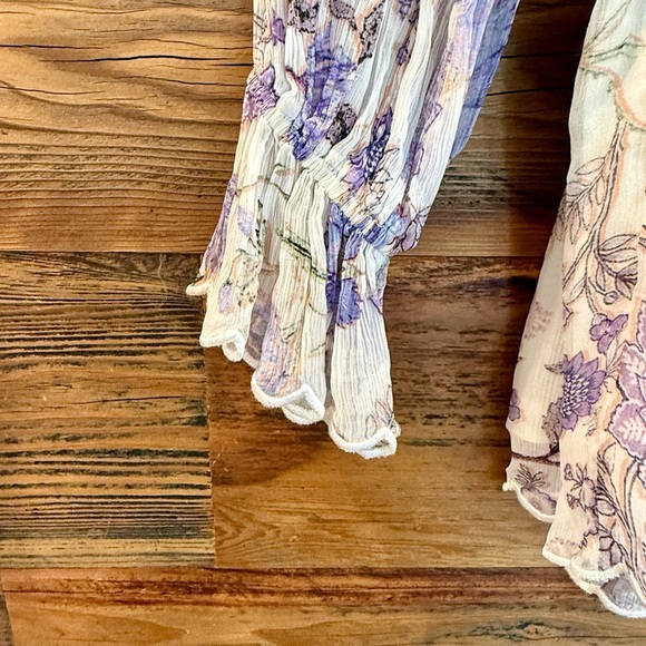 HEMANT & NANDITA Floral Romper in Purple and White with Braided Belt - Picture 8 of 12